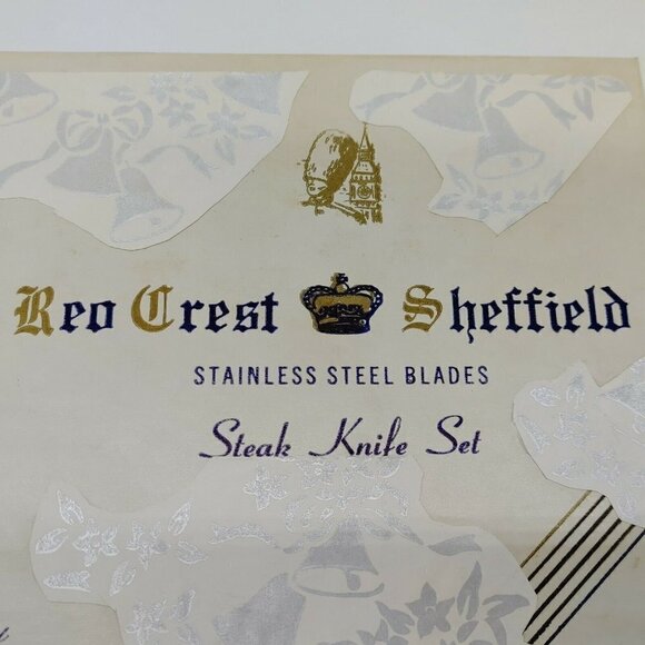 E. Parker & Sons Reo Crest Sheffield Stainless Steel Steak Knife Set Of 4 VTG - Picture 4 of 10